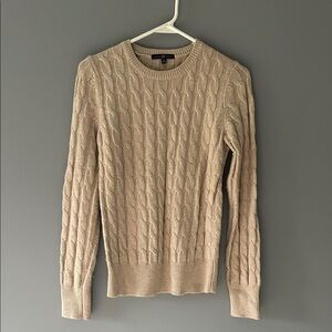 GAP Men's Beige Cable Knit Crewneck Sweater